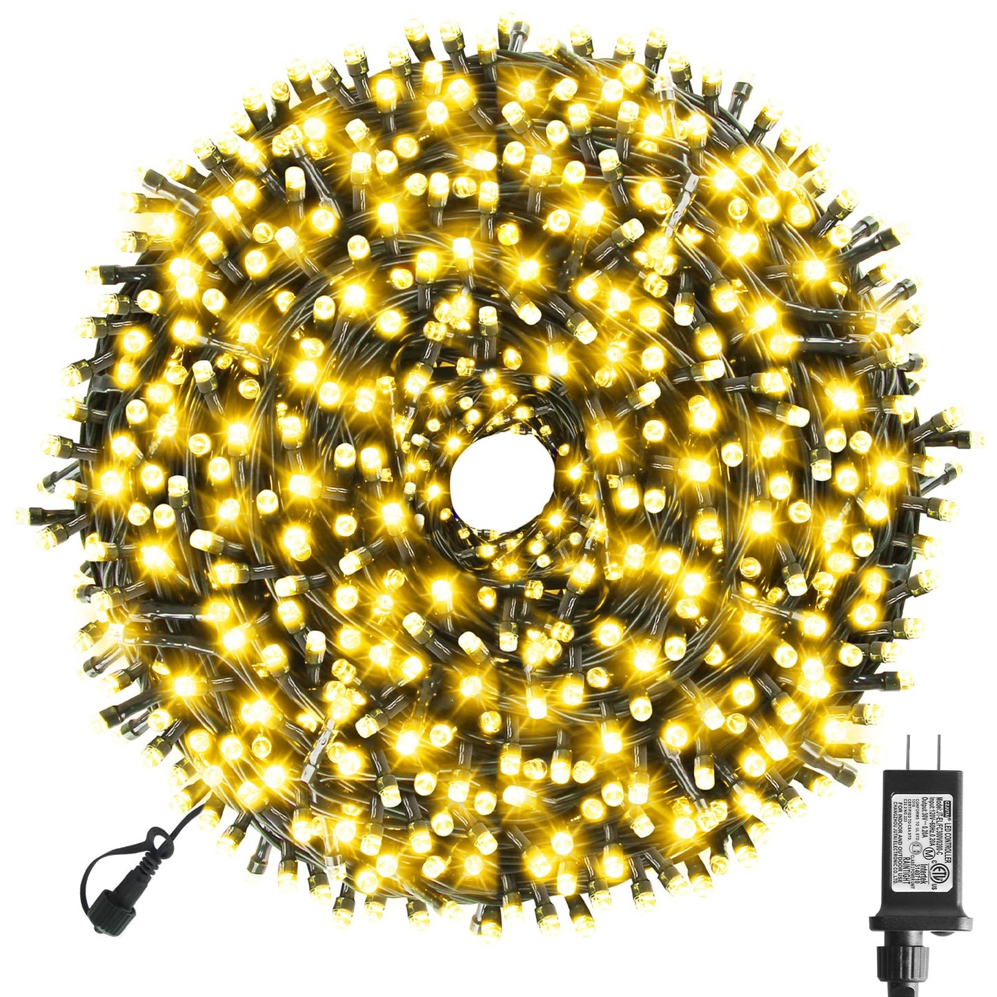 XTF2015 170FT 500 LED Christmas String Lights, Christmas Lights End to End Plug 8 Modes Memory Function with Timer, UL Certified Outdoor Indoor Fairy Light Christmas Tree, Patio, Party (Warm White)