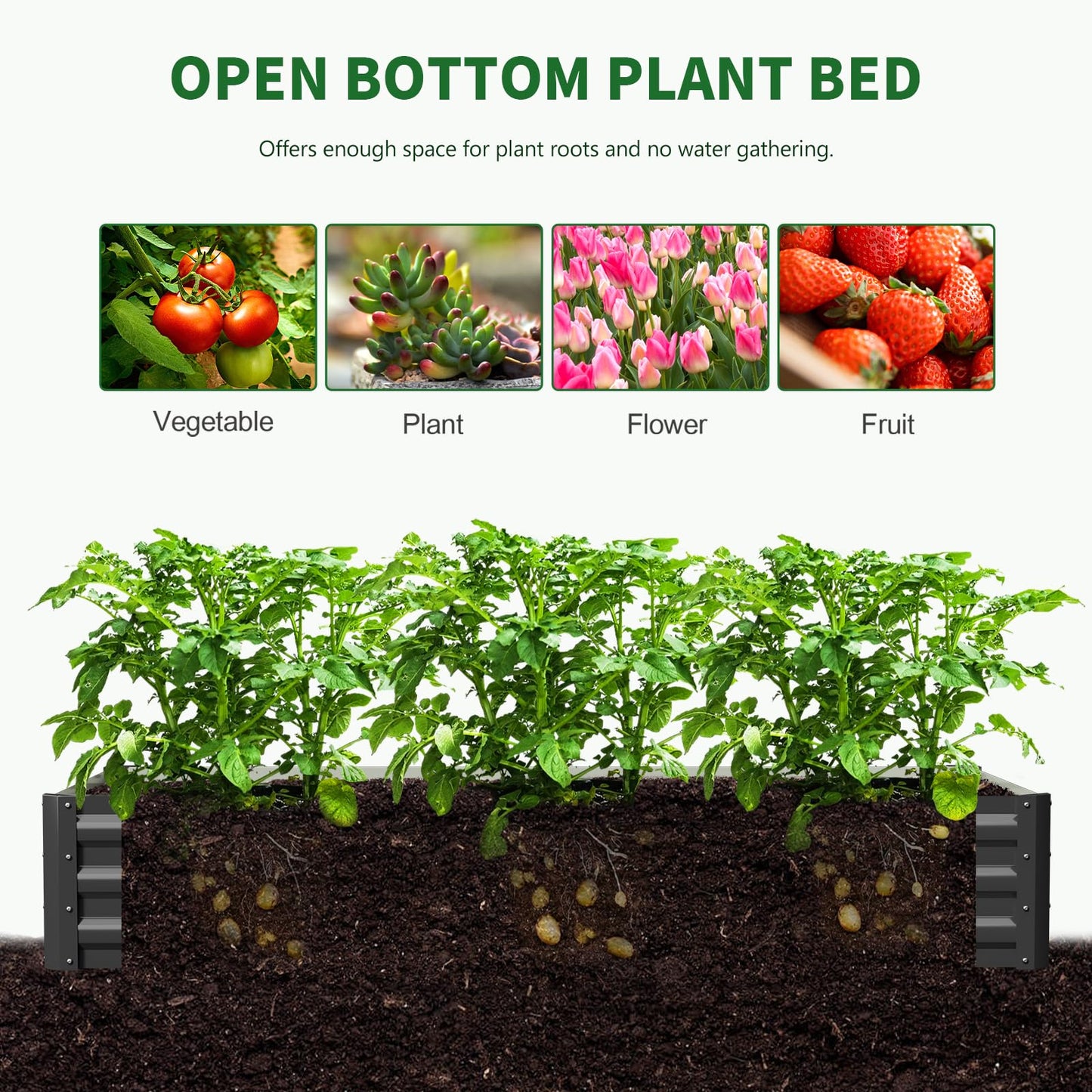 UrGROWA Galvanized Raised Garden Bed with Crop Cage Plant Protection Net Tent Kit for Garden Plant, 71"x35.4"x 59" Plants Protection Tent Cage Metal Planter Box Bottomless Planting Vegetables Outdoor