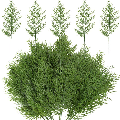 YGbridge Christmas Greenery Stems, 60 Pcs Pine Picks, Faux Cedar Picks for Tree, Artificial Branches for Decorations Home Wreath DIY (60, Green)