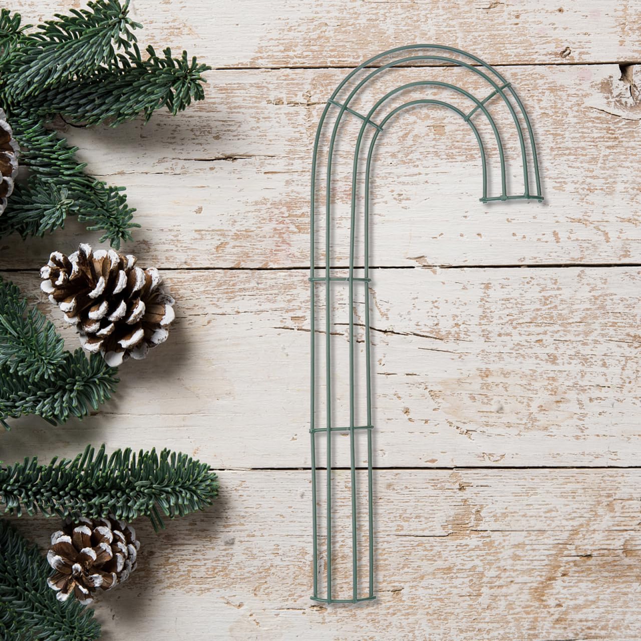 DECHOUS 4Pcs Candy Cane Wreath Frame Metal Christmas Candy Cane Shaped Wire Flower Frame J Letter Rings for DIY Christmas Decoration Indoor Outdoor Holiday, 12 Inch