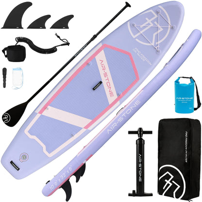 AIR-STONE Inflatable Paddle Board - 10'6" SUP for Adults, Ultra-Stable & Lightweight, All-Around Design for Surfing, Fishing, Yoga, Includes Full Accessories Set -Planet Purple