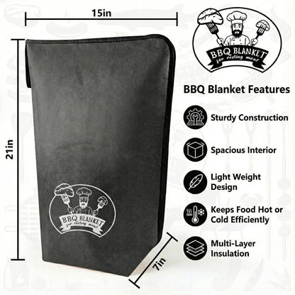 21-Inch BBQ Blanket for Resting Meat - Smoker Accessories, Insulated Brisket Bag for Party Picnic Camping, Anniversary Birthday Gifts for Men Dad Husband, 5-Layer Thermal Insulation (Black-Dupont)