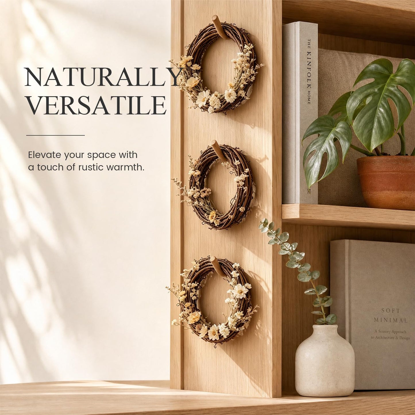 DomeStar 12PCS Natural Grapevine Wreaths, 4 Inch Small Wreath for Wall Decor, Crafts, Rattan Twig DIY Door Hanger for Home Wedding Spring Decorations