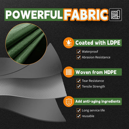 RAINDEWAY Tarps 30x40 Feet,Large Tarp Waterproof,9Mil Thick Finished Size, Multipurpose Poly Tarp Cover with Metal Grommets and Reinforced Edges,Green/Black Tarpaulin