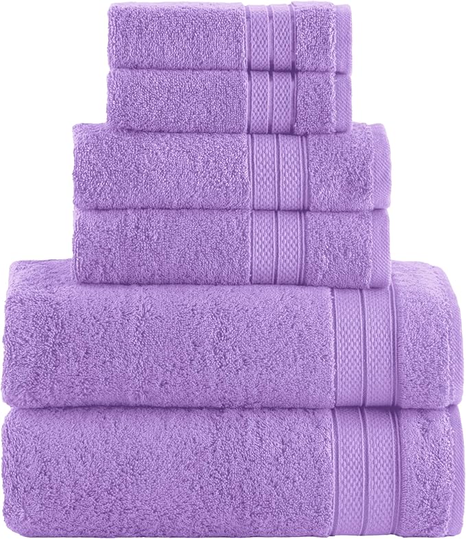 Elegant Comfort Luxury 6-Piece Towel Set, Premium Soft 100% Turkish Cotton