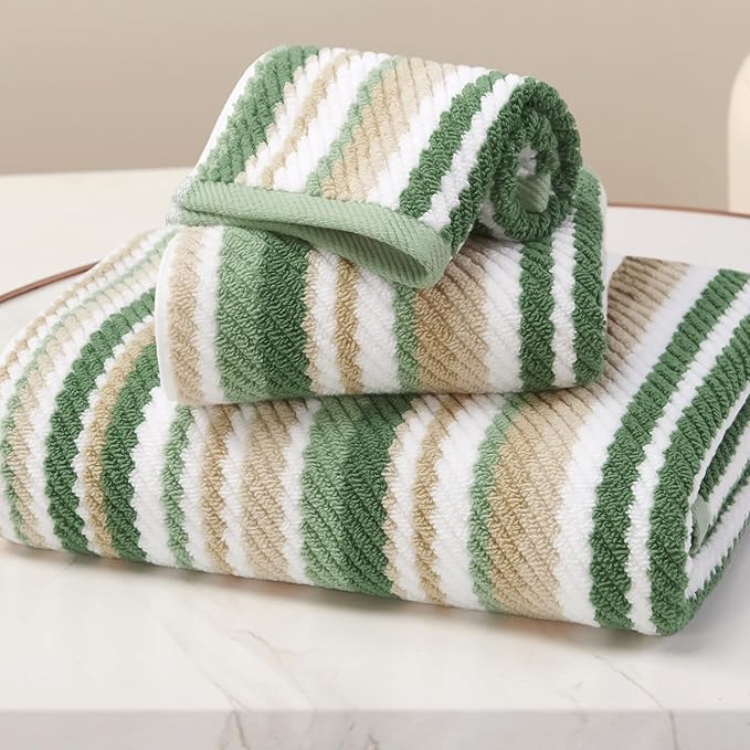 Green Striped Towels