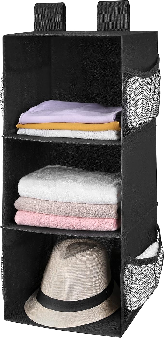 MAX Houser 3-Shelf Hanging Closet Organizers, Collapsible Closet Hanging Shelves