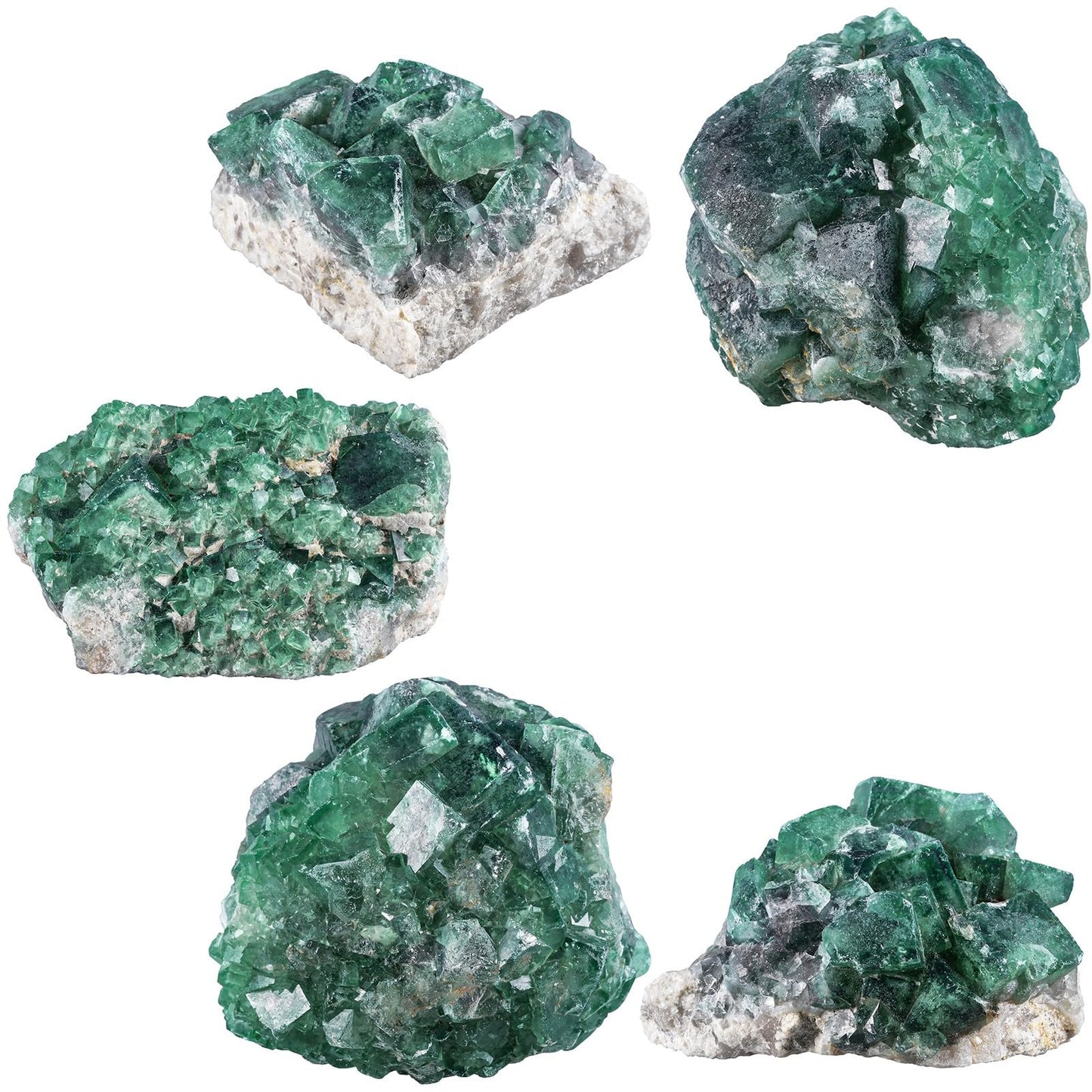 moonsix Natural Green Fluorite Rough Stone Healing Crystal Cluster Specimen Decor for Wicca, Collection, Display (45-135 mm)