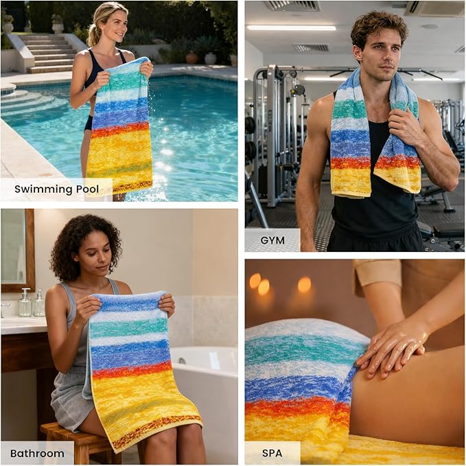 SEMAXE Colorful Bath Towel Set, 100% Cotton Bathroom Towels