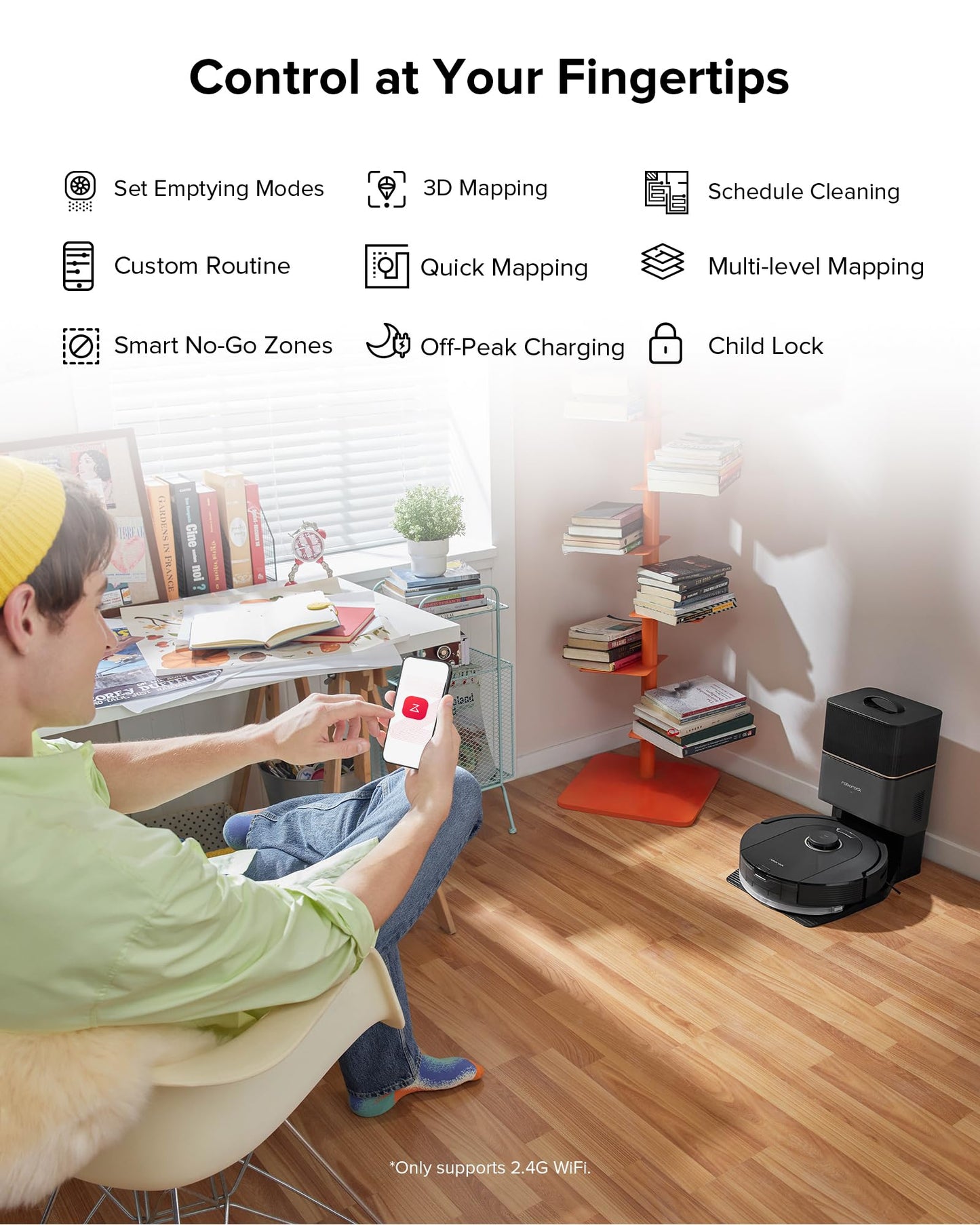 roborock Q5 Pro+ Robot Vacuum and Mop, Self-Emptying, 5500 Pa Max Suction, DuoRoller Brush, Hands-Free Cleaning for up to 7 Weeks, Precise Navigation, Perfect for Hard Floors, Carpets, and Pet Hair