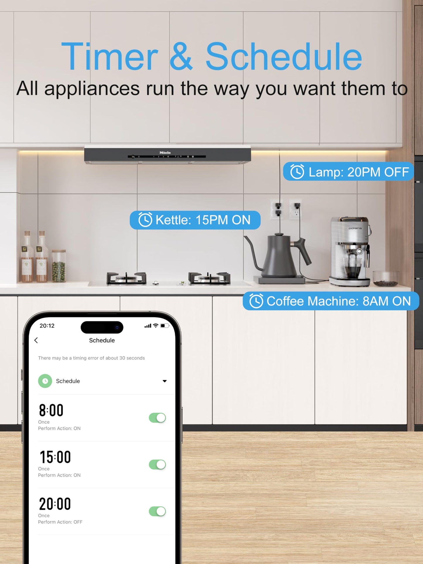 EIGHTREE Mini Smart Plug 5GHz & 2.4GHz Wi-Fi, Compatible with Alexa & Google Home & SmartThings, Remote Control, Timer, White, Type A/B Plug