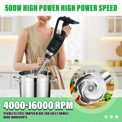 BNDHKR 10 inch Electric Immersion Blender Commercial/Home kitchen handheld Blenders 500W 4000rpm to 16000rpm Detachable Shaft Food Grade Stainless Steel for shakes soups smoothies Puree