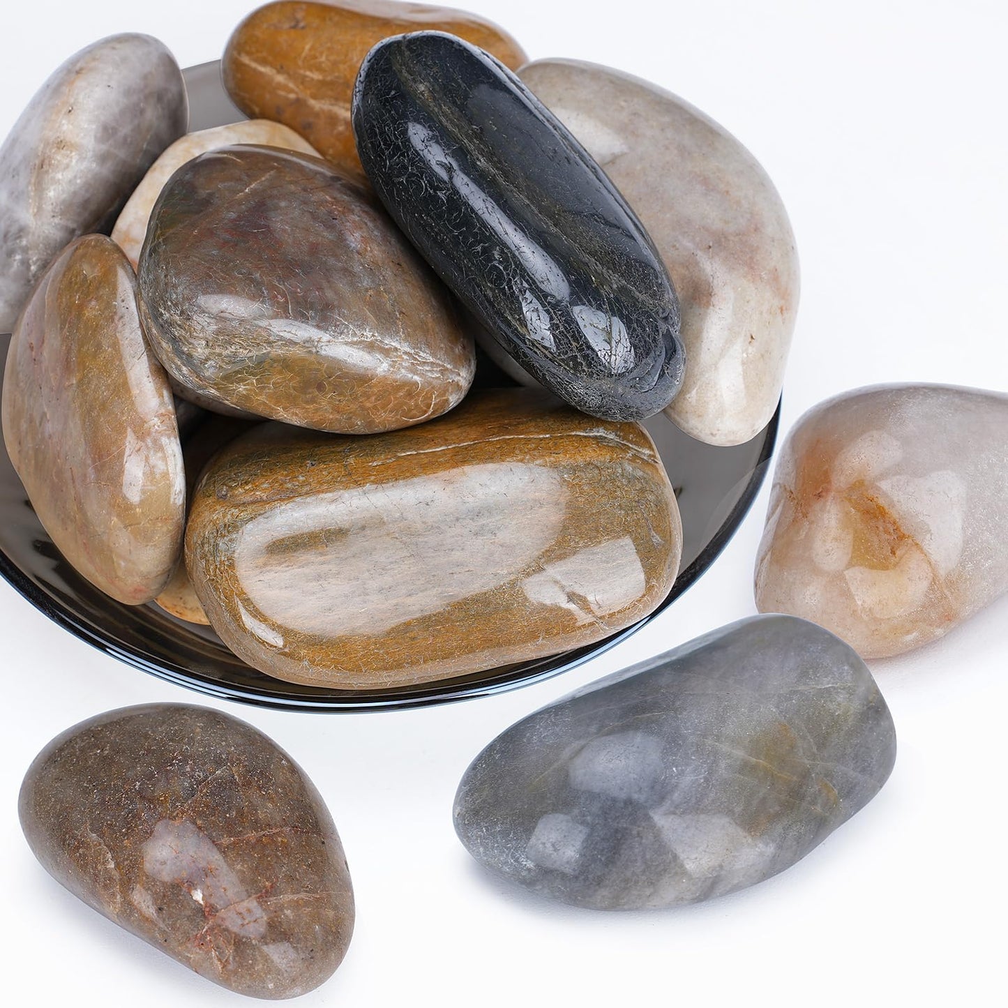 Pulovin 20 lbs River Rocks for Plants, 2-3 Inch Decorative Garden Rocks Outdoor Landscaping, Large Polished Natural Stone for Walkways, Yard, Vases, Crafts