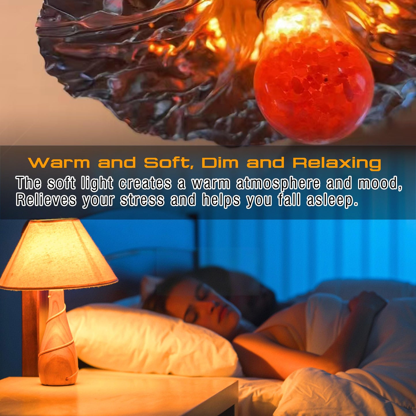 Elmoyle Dimmable Himalayan Salt Lamp LED Light Bulbs, E26 2200K Warm Amber Pink Night Light, 6W Mood Lighting, E26 A60 Salt Rock Stress Relief Bulbs for Bedroom, Decor, Sleep Light, 2pack