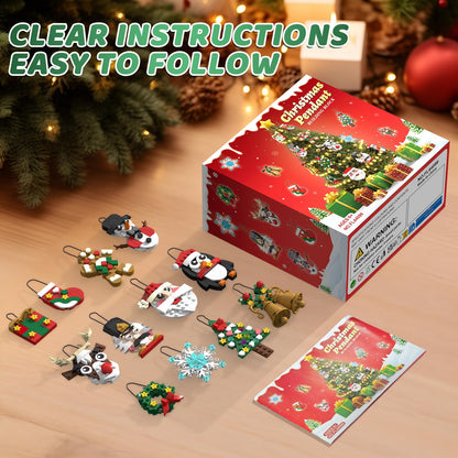 Christmas Ornaments Building Blocks Set,12 PCS Christmas Ornaments Building Kit, Santa, Snowman, Reindeer, Christmas Tree, Snowflake, Stocking, Stocking Stuffers Decor Toys Gifts for Boys Girls Kids