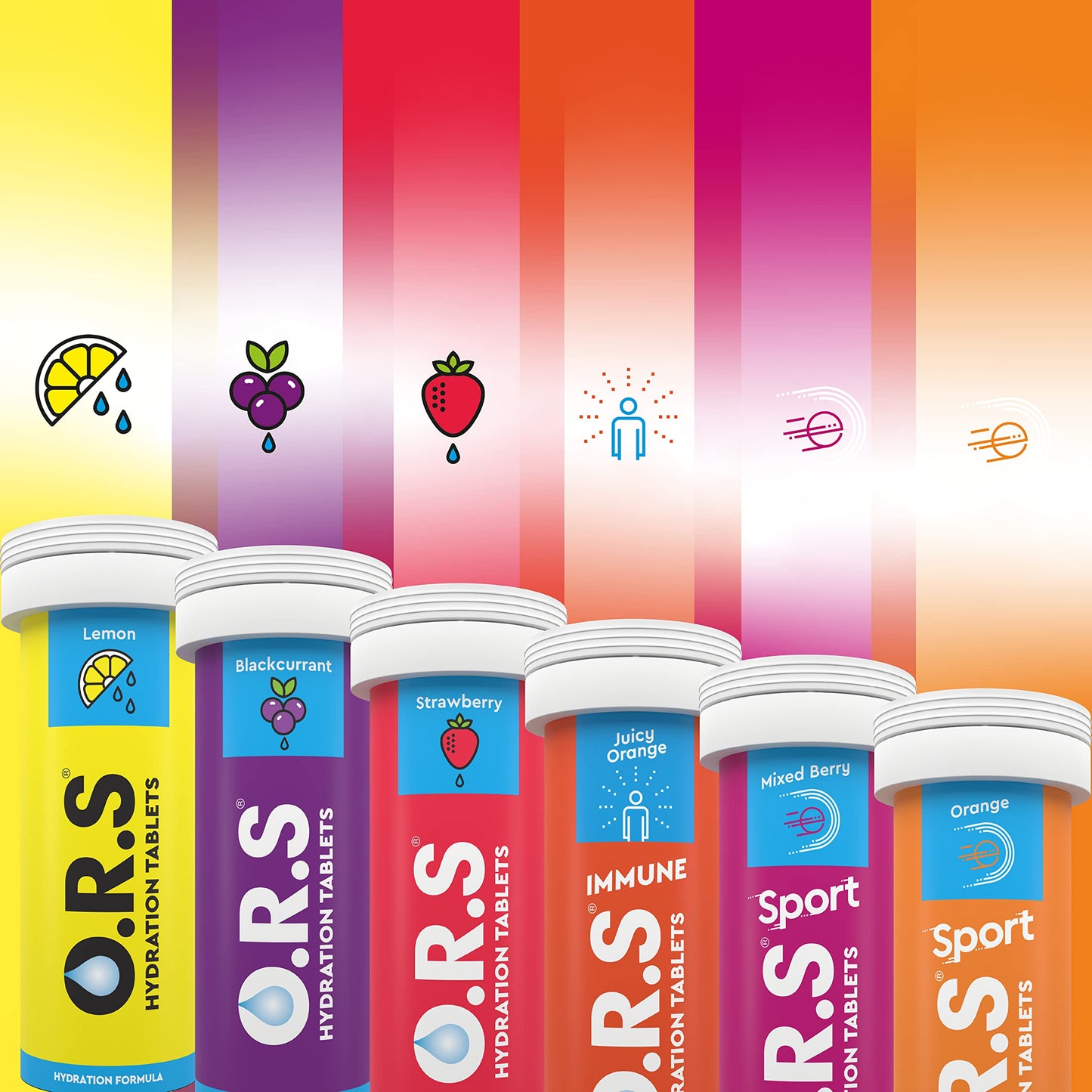 O.R.S Hydration Tablets with Electrolytes, Vegan, Gluten and Lactose Free Formula – Soluble Sports Hydration Tablets with Natural Lemon Flavour, 24 Tablets (Pack of 6 x 24)