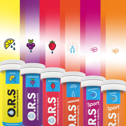 O.R.S Hydration Tablets with Electrolytes, Vegan, Gluten and Lactose Free Formula – Soluble Sports Hydration Tablets with Natural Lemon Flavour, 24 Tablets (Pack of 6 x 24)