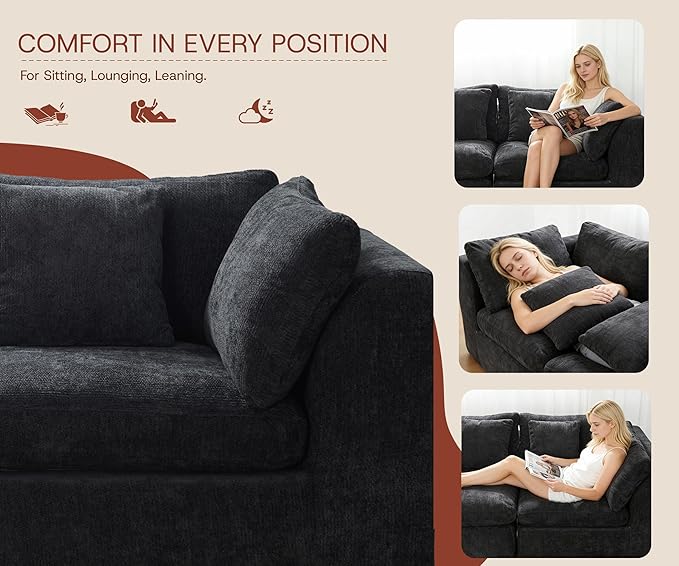 GRUSIGN 141'' Oversized Boneless Cloud Couch
