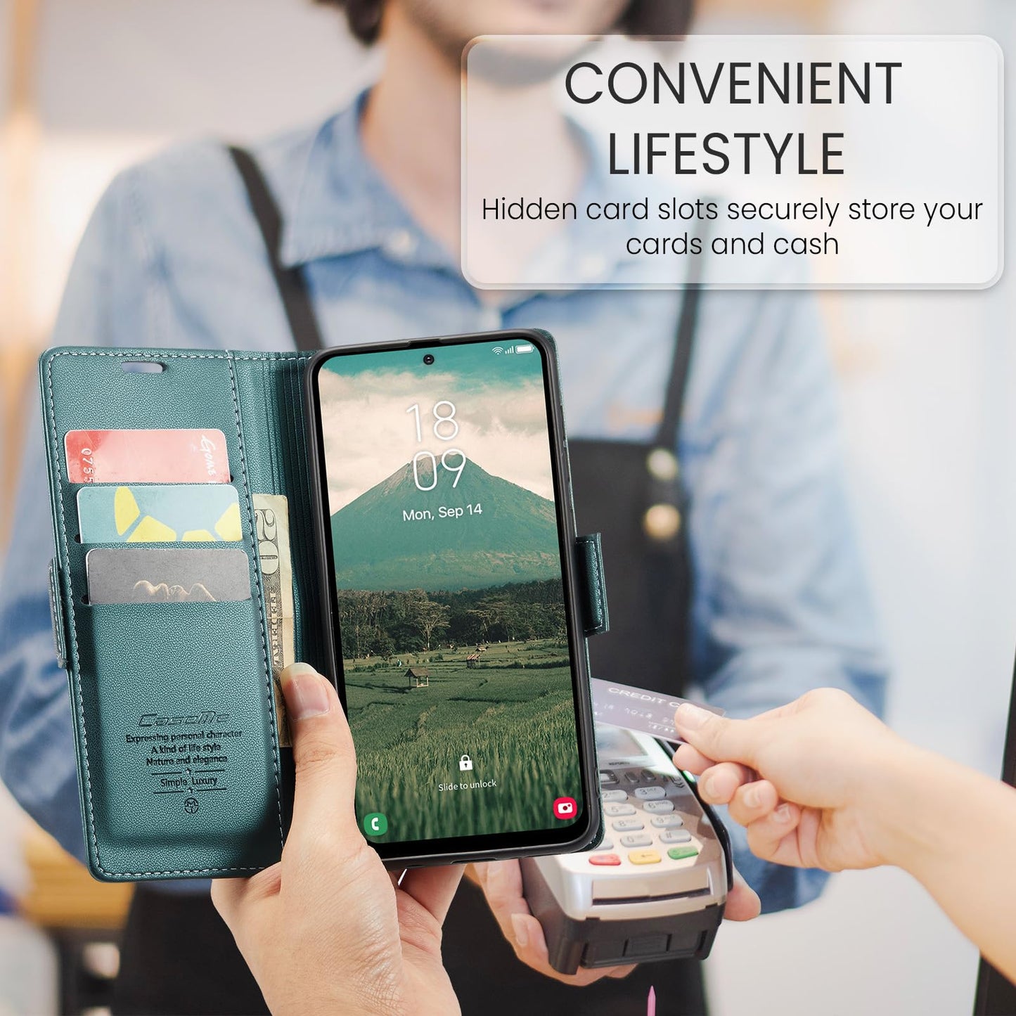 Phernykas Cover for Samsung Galaxy A56 Wallet Case with Card Holder, Kickstand RFID Blocking Magnetic Closure Shockproof Protective PU Leather Case for Samsung A56 Flip Wallet - Green