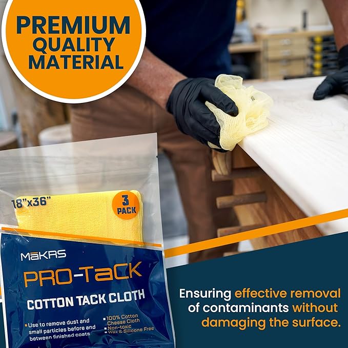 MāKRS 18" x 36" Pro-Tack Tack Cloth, Remove and Trap Dust Particles, 100% Cotton