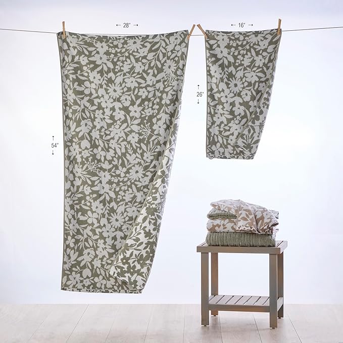 SKL Home Bedford Floral 100% Cotton Premium Bath Towel, 600 GSM, Soft &