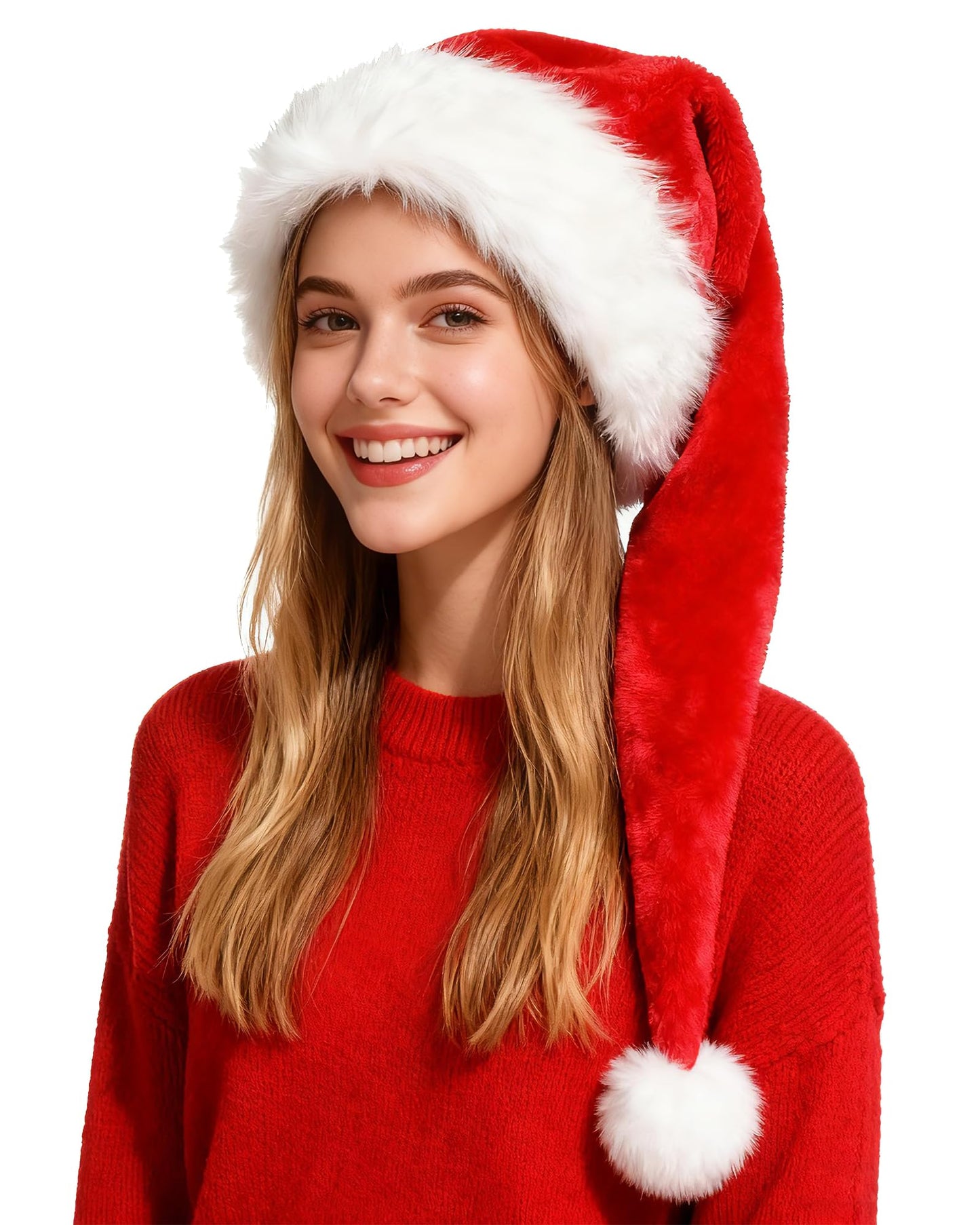 Seiddons Soft Velvet Santa Claus Hat for Adults, Unisex Christmas and New Year