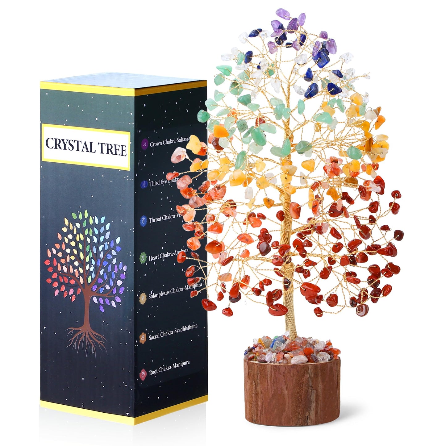 NUKAYAI 7 Chakra Crystal Tree of Life Gifts, Crystals and Healing Stones Crystal Tree Birthday Gift for Women, Feng Shui Meditation Positive Energy Home Decor Spiritual Tree of Life Gifts for Women
