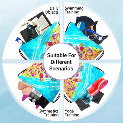 GAIIIIYOU Gymnastics Grip Bag Colorful Flip Flop Coastal Pouch String Bag for Travel
