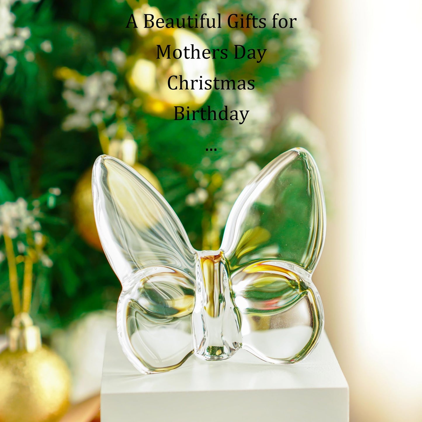 kanpura Crystal Flying Butterfly Figurine Collection Cut Glass Butterfly Ornament Statue Crystal Animal Collectible for Women (Clear)