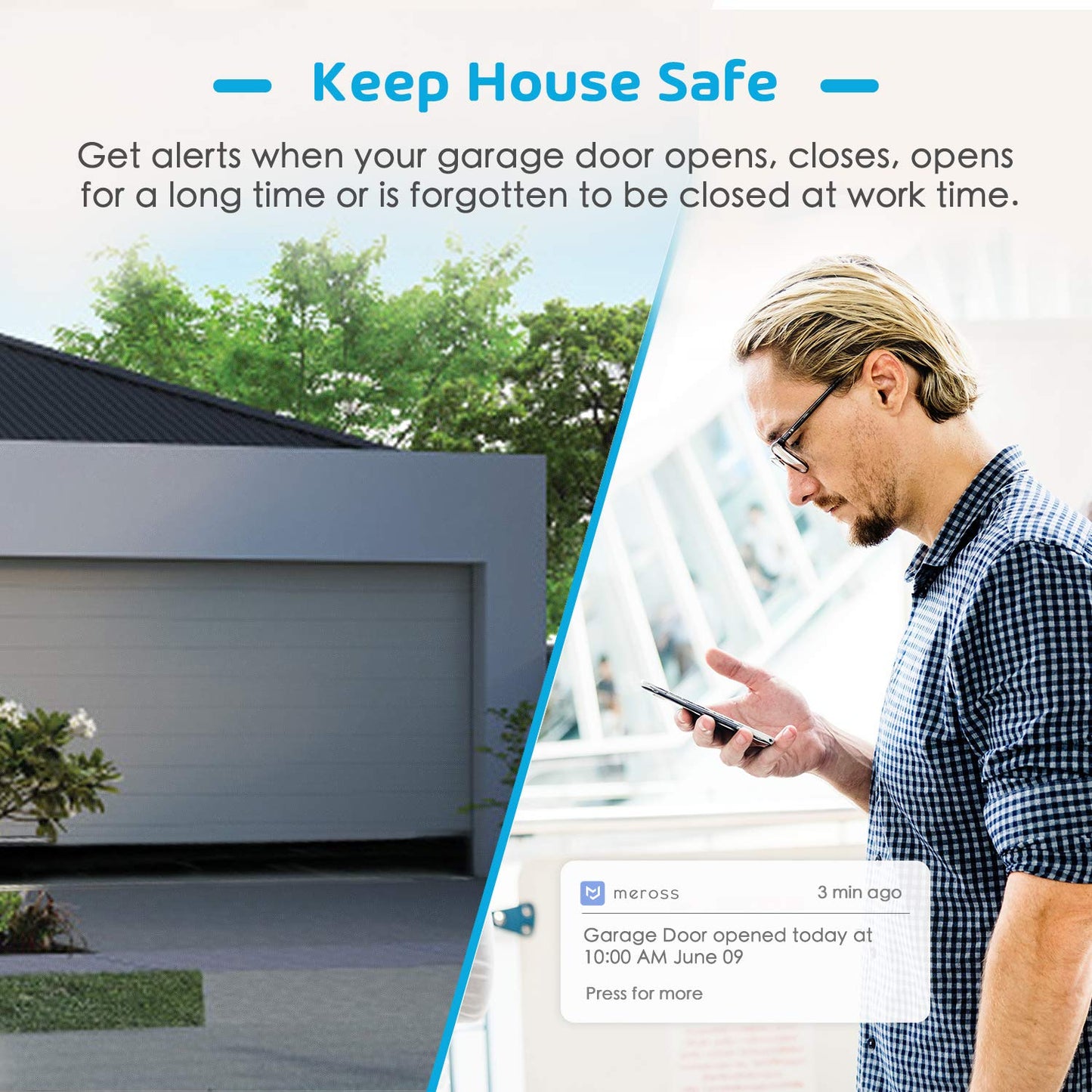 meross Smart Garage Door Opener Remote, Compatible with Apple HomeKit, Amazon Alexa, Google Assistant, CarPlay and SmartThings, No Hub Required
