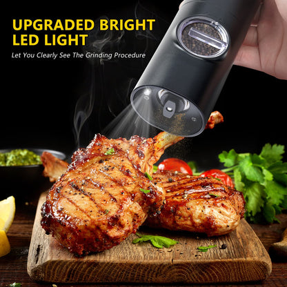 Dallfoll Electric Salt and Pepper Grinder, Rechargeable Salt and Pepper Mills with LED Light, Adjustable Grind Coarseness