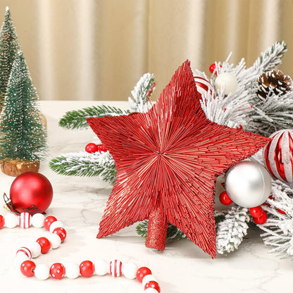Threehoney 8.3 Inches Christmas Star Tree Topper Glitter Mini Sisal Star for Christmas Small Xmas Tree Top Decoration Ornament for Home Xmas Holiday Gift Decor(Red)