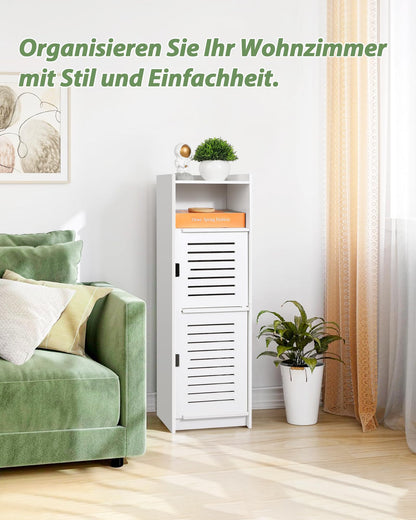 aimu Waterproof Bathroom Cabinets,Bathroom Storage Units with Open Storage Shelf,Free-standing Floor Cabinets,Corner Organizer Cupboard for Bedroom Kitchen Hallway,White.