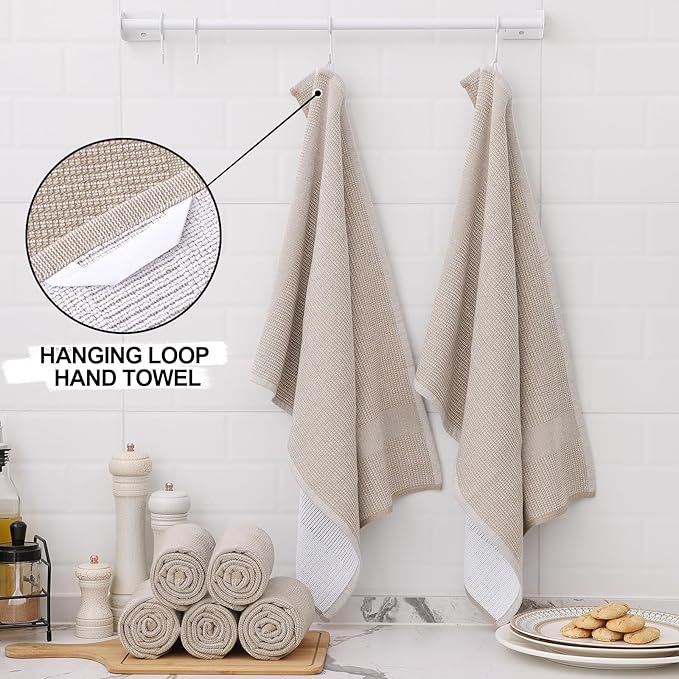 Homaxy Premium Kitchen Towels, Large Cotton Kitchen Hand Towels, Flat and Terry