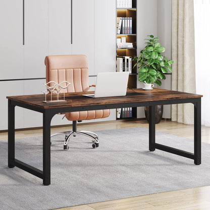 Tribesigns Modern Computer Desk, 70.8 x 35.4 inch Large Executive Office Desk Computer Table Study Writing Desk Workstation for Home Office,Rustic/Black