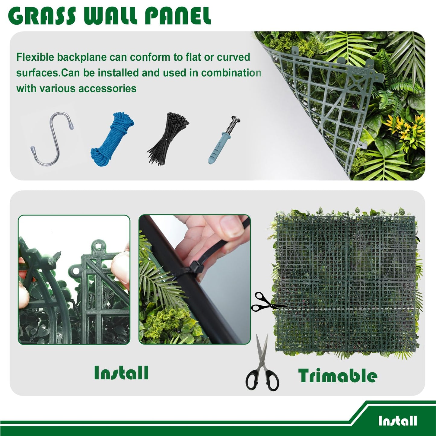Goleray Artificial Grass Wall Panels 40"x40"-6Packs Greenery Backdrop Faux Boxwood Panel Fake Hedge for Garden Wedding Décor Outdoor Green Privacy Fence, 08Mixed