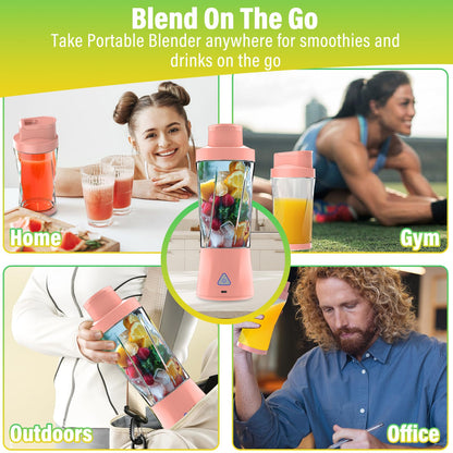 Portable Blender, 360W Personal Blender for Shakes and Smoothies for Kitchen, 24 Oz BPA Free Traveling Juicer Cup and Lid with 6 Blades, Self Cleaning Portable Juicer for Kitchen/Travel/Gym, Black