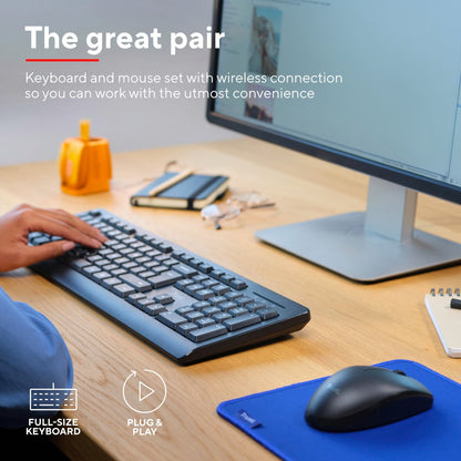 Trust Primo Wireless Keyboard and Mouse Set QWERTY UK Layout, Low Profile Keys, Spill-Resistant, One USB Receiver, Ambidextrous Wireless Mouse, Home Office Combo for PC Laptop Mac - Black
