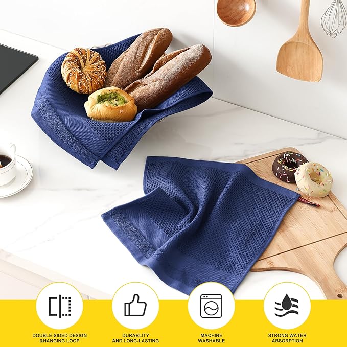 Homaxy Kitchen Towels and Dishcloths Set, 12 x 12 and 13 x 28 Inches, Super