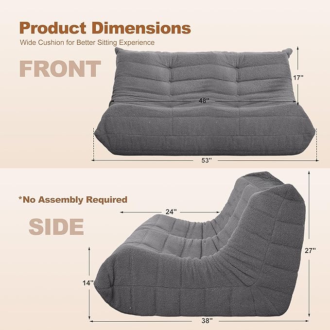 Bean Bag Loveseat Chair Big Sofa Beanbag Chair