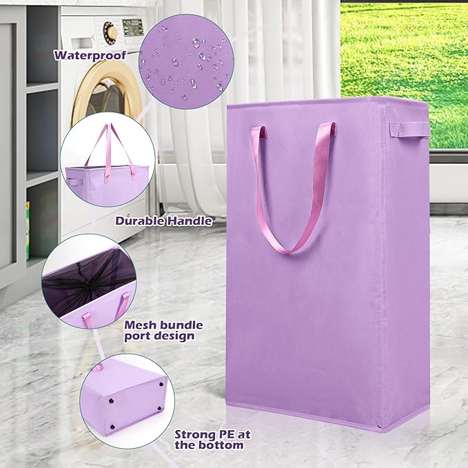 Odonata Slim Laundry Hamper Handles Collapsible Laundry Basket Thin Dirty