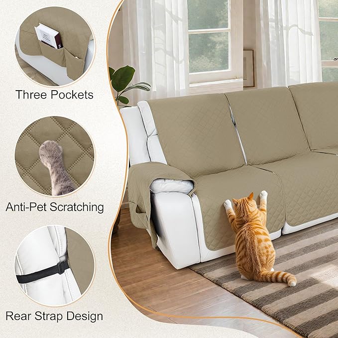 HDCAXKJ Reclining Sectional Couch Covers L Shape Recliner Sofa Middle Console