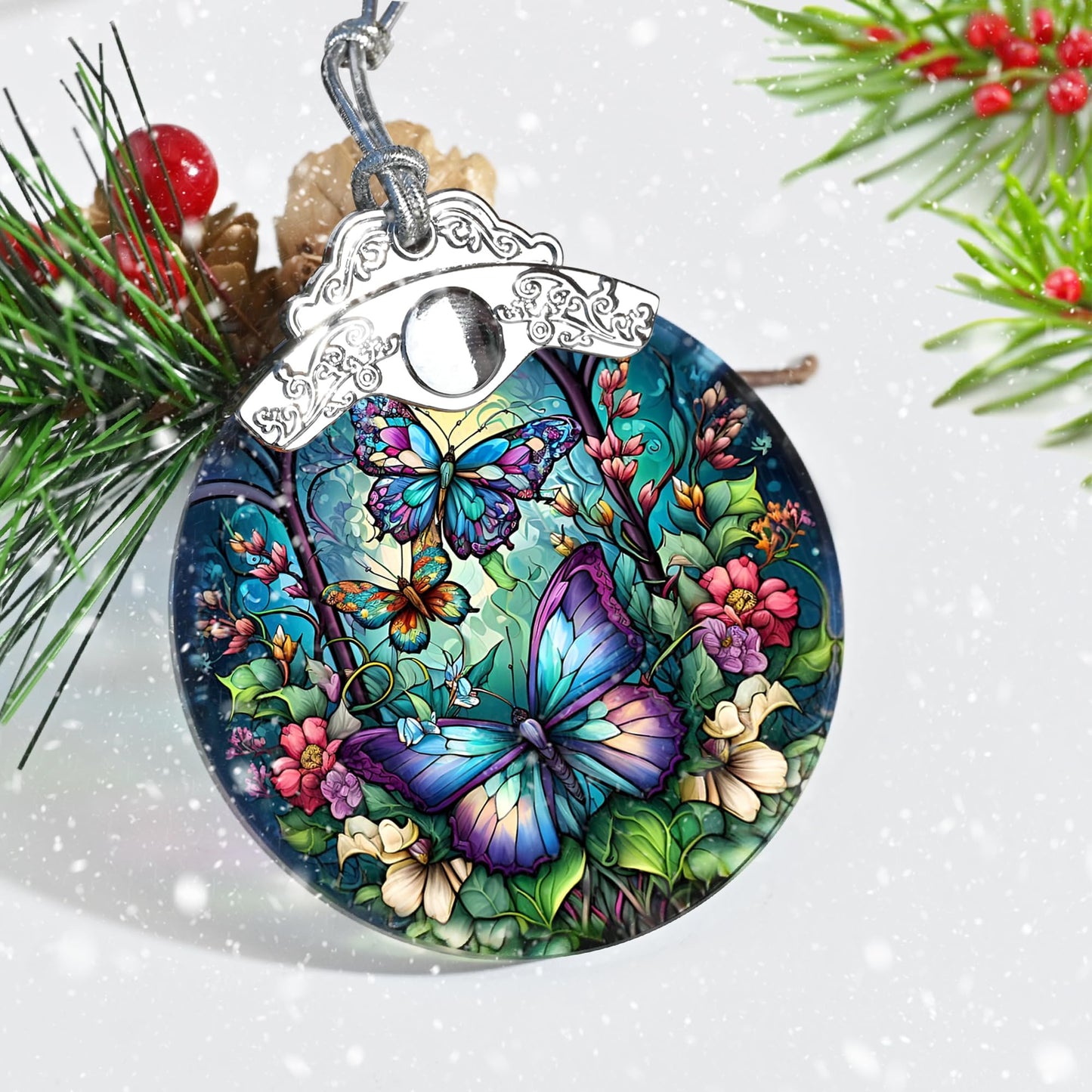 Jocidea Butterfly Christmas Ornament for Tree, Holiday Decor, Gifts for Butterfly Lovers