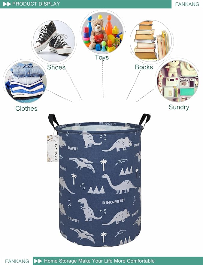 FANKANG Storage Basket, Nursery Hamper Canvas Laundry Basket Foldable