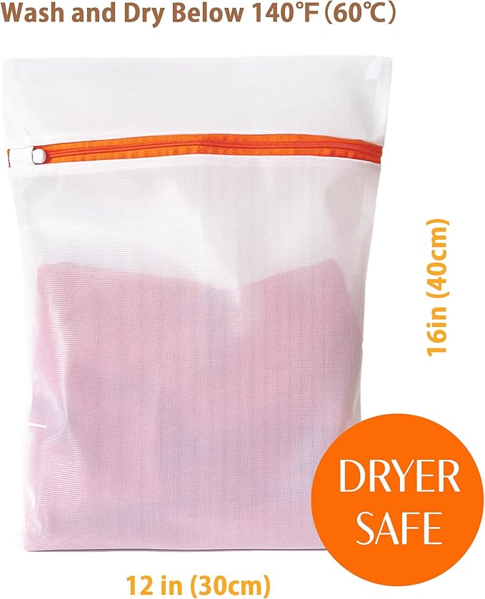 4 Pack Mesh Laundry Bags for Delicates 12inx16in, Dryer Safe, Breathable Fine