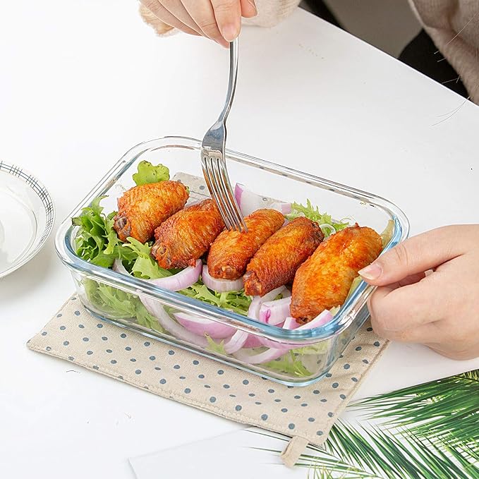 C CREST Glass Meal Prep Containers, Glass Food Storage Containers