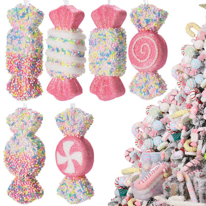 LANGXUN 6pcs Candy Land 2025 Xmas Birthday Party Wedding Suppiles Decoration, Hanging Candy Cane Christmas Tree Décor, Christmas Decorative Hanging Ornaments Crafts