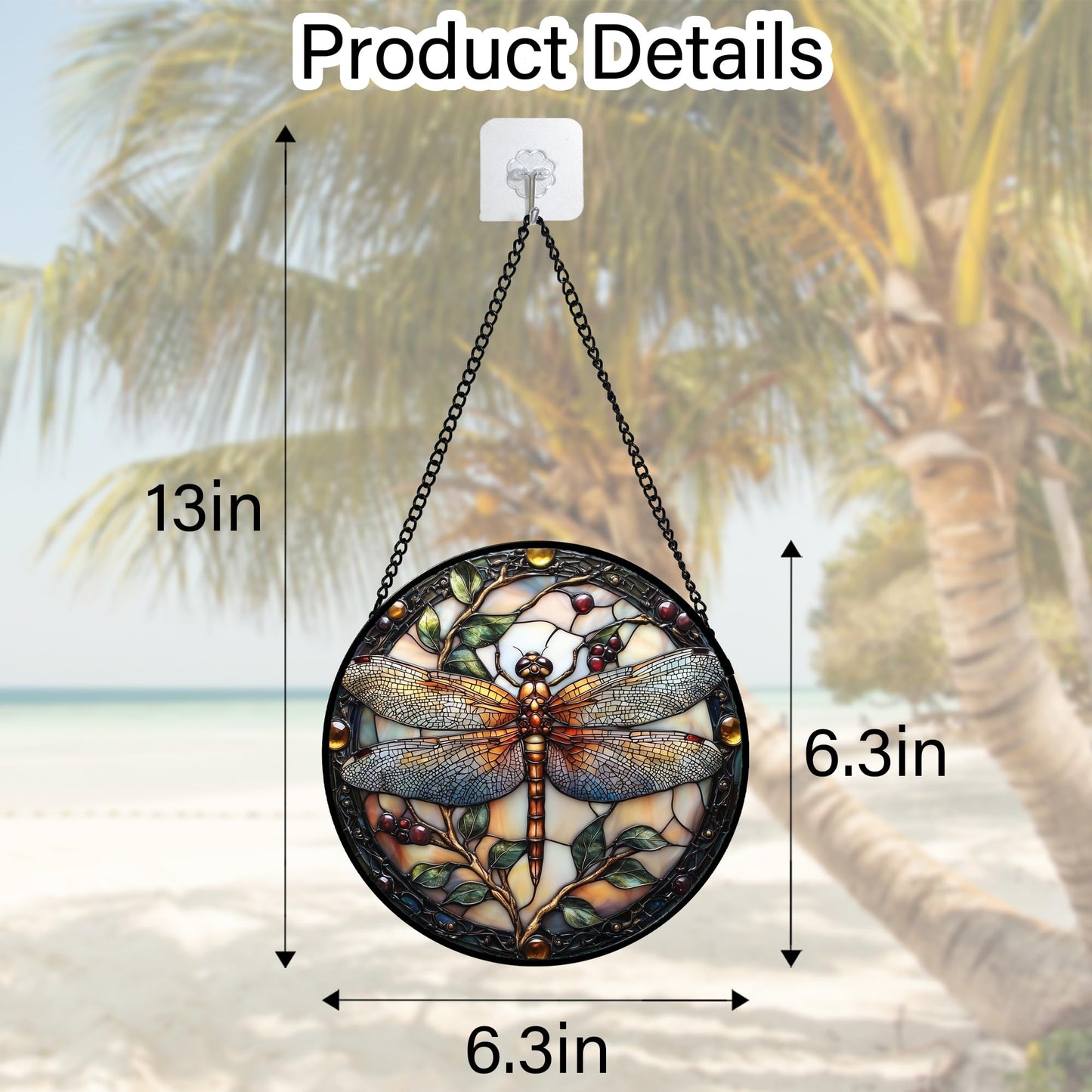 DASTOLL Stained Glass Window Hanging - Dragonfly Plant Suncatcher Ready to Hang Window Doors Home Decoration, Christmas, Mother's Day Birthday Gifts for Women, Men, and Mom 6.3X6.3IN