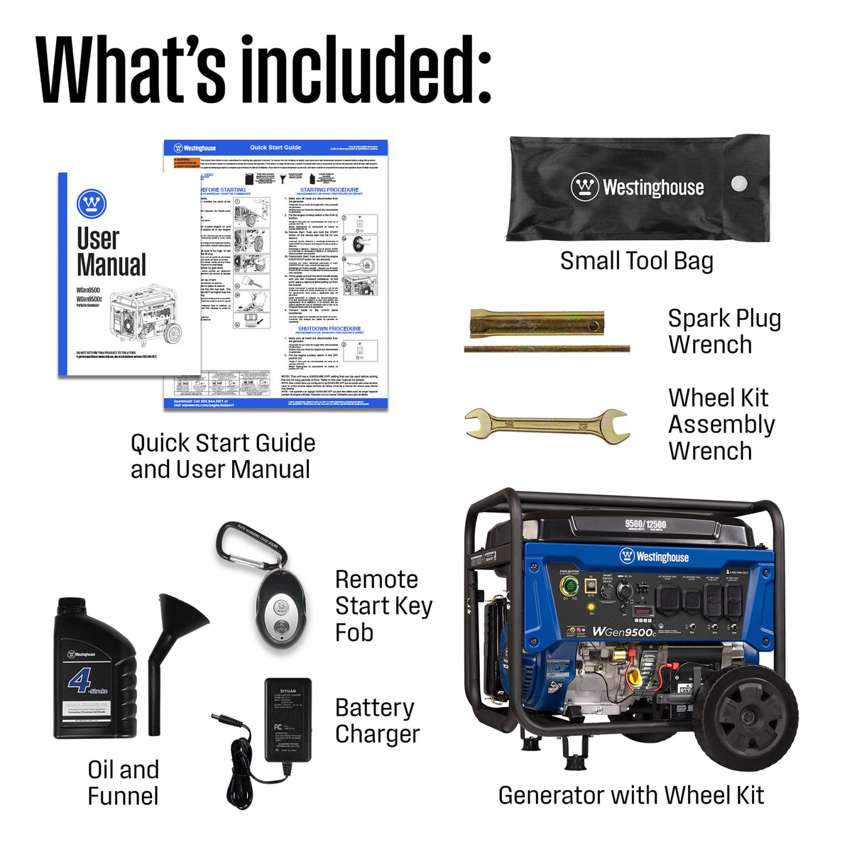 Westinghouse 12500 Peak Watt Home Backup Portable Generator, Remote Electric Start with Auto Choke, Transfer Switch Ready, Gas Powered, CO Sensor