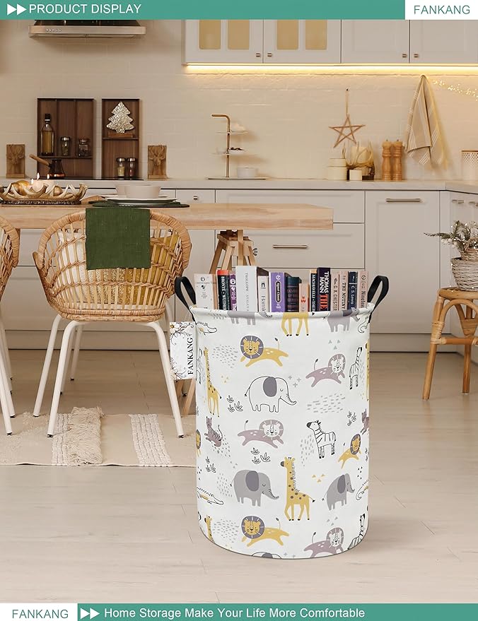 FANKANG Storage Basket, Nursery Hamper Canvas Laundry Basket Foldable